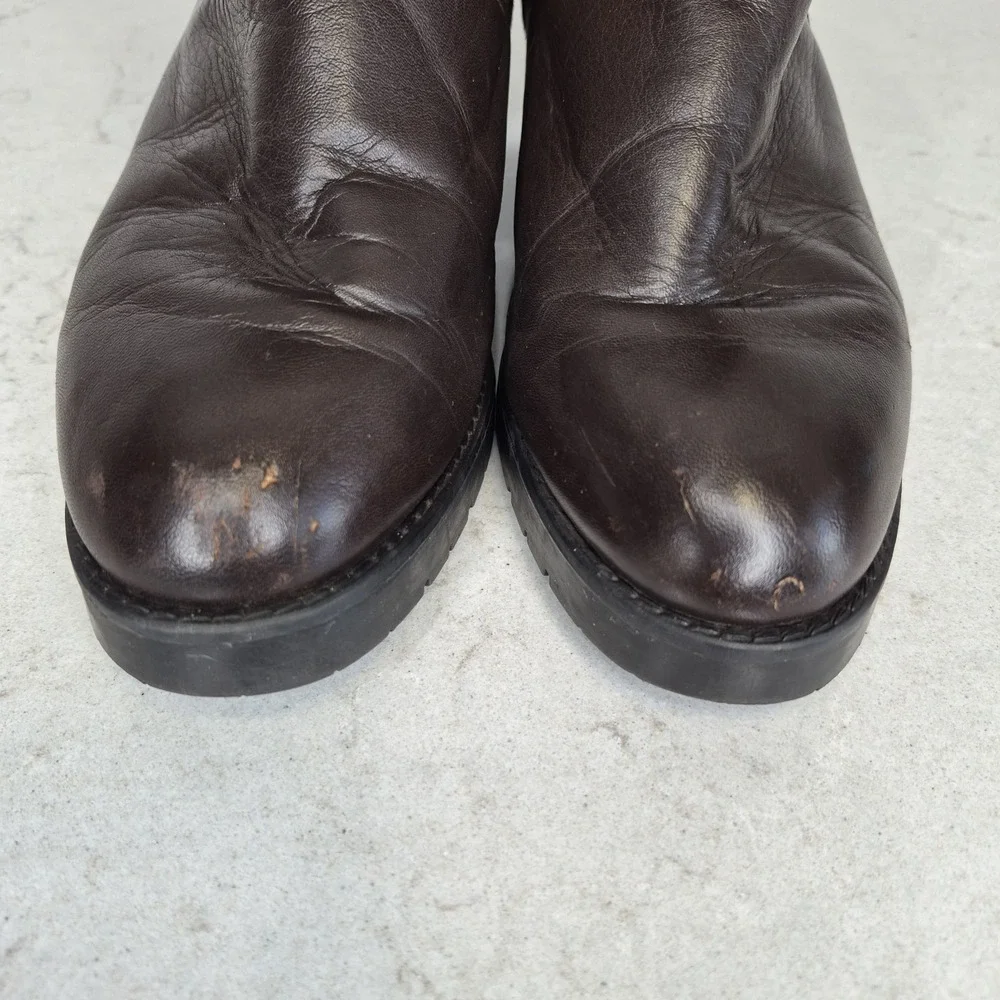 La Canadienne Womenz‎ shearling lined brown leather snow boots  8.5